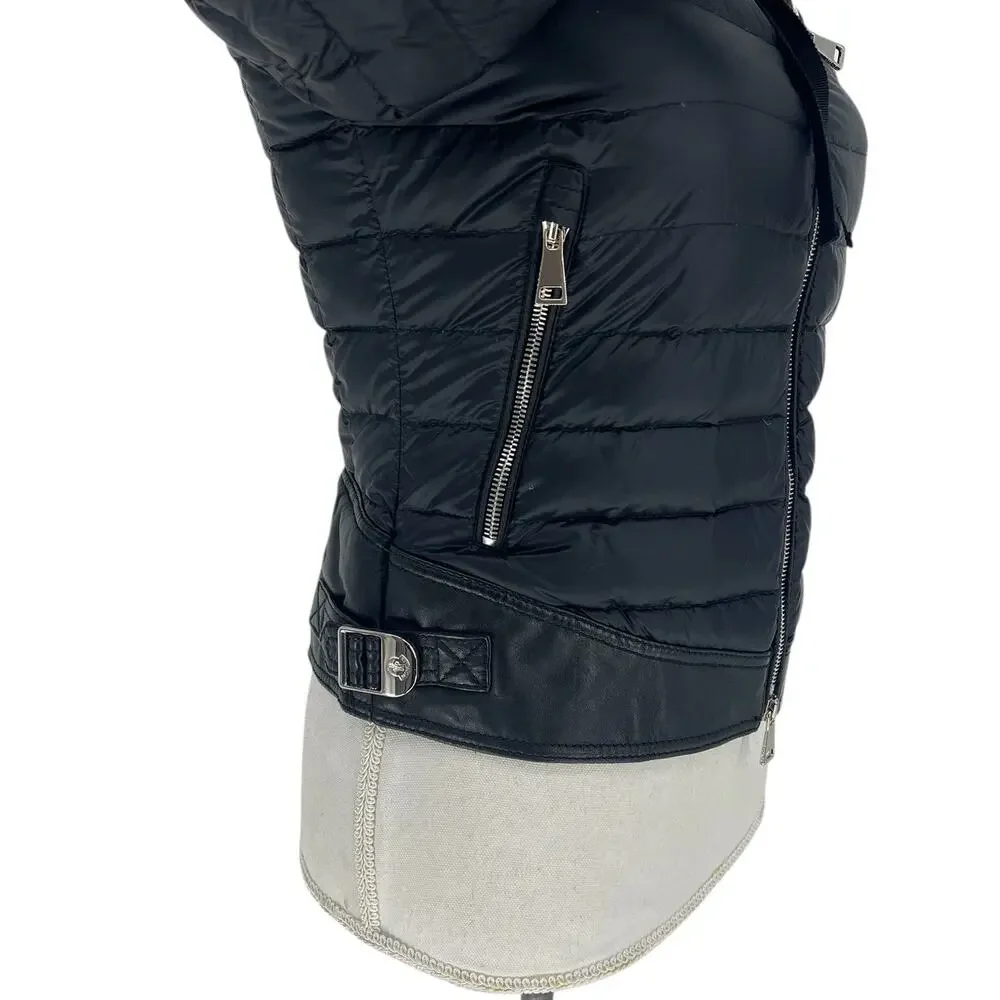 Moncler Citrouille Leather & Down‎ Moto Jacket Size 00 (US XXS)